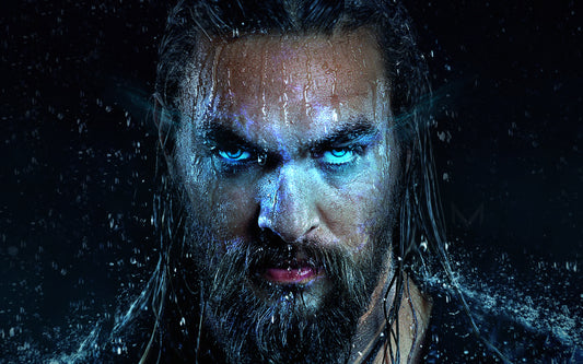 x600 XXL Leinwandbilder Jason Momoa Aquaman Blaue Augen Regentropfen Black Storm Böser Blick  - MEGA XXXL 160X90 CM Leinwandbilder inkl. Holzrahmen