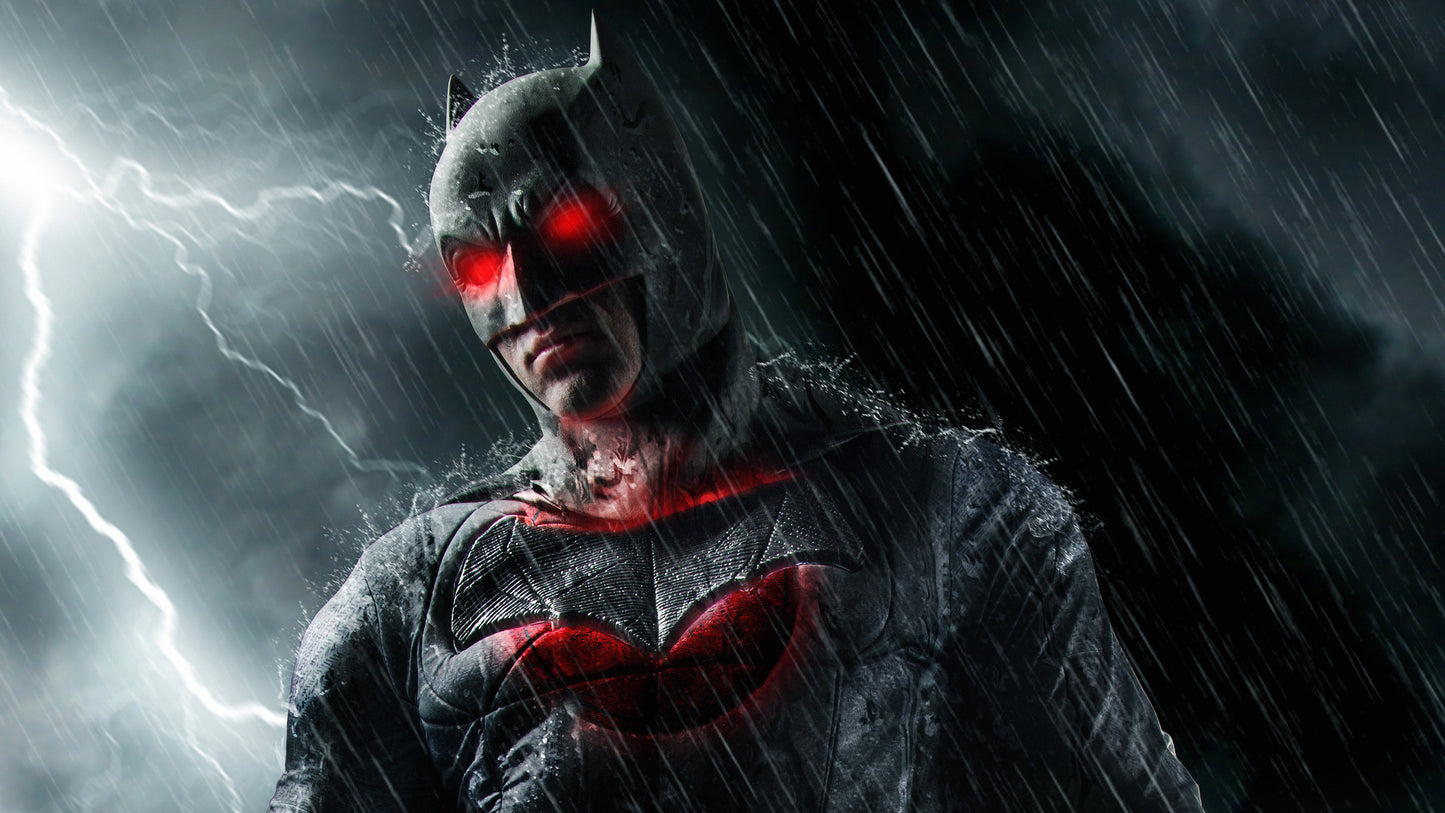 x620 XXL Leinwandbilder Batman im Regen Superhelden Rote Augen Gewitter Sturm Tornado Nacht Fledermaus- MEGA XXXL 160X90 CM Leinwandbilder inkl. Holzrahmen