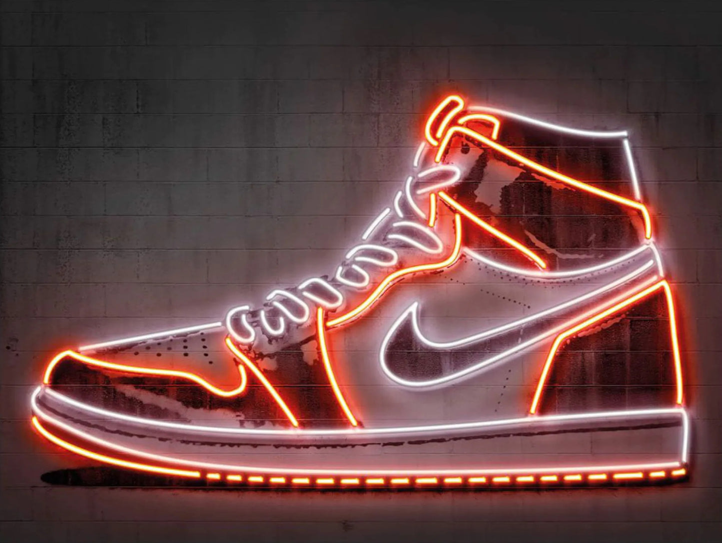 x635 - XXXL LEINWANDBILDER INKLUSIVE HOLZRAHMEN - 160X90 CM - NIKE AirJordan1 Neon Sign Sneaker Lovers Streetwear Sneakerhead Kicks Style Inspiration Hypebeast