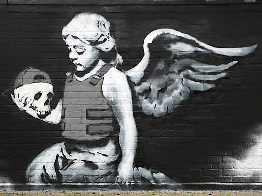 MEGA XXXL 160X90 CM Leinwandbilder inkl. Holzrahmen BANKSY FALLEN ANGEL