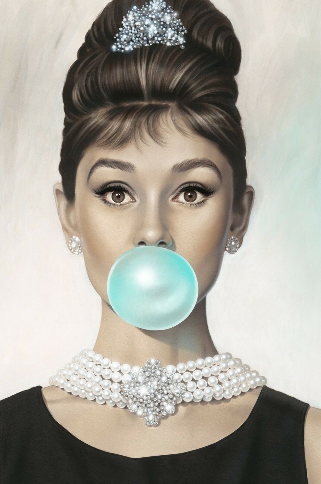 MEGA XXXL 160X90 CM Leinwandbilder inkl. Holzrahmen Audrey Hepburn Kaugummi Bubblegum Neu
