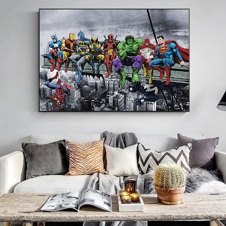 MEGA XXXL 160X90 CM Leinwandbilder inkl. Holzrahmen W74 Superhelden