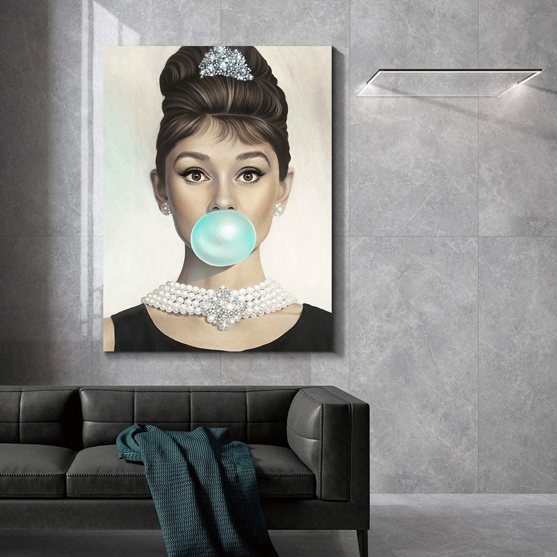 MEGA XXXL 160X90 CM Leinwandbilder inkl. Holzrahmen Audrey Hepburn Kaugummi Bubblegum Neu