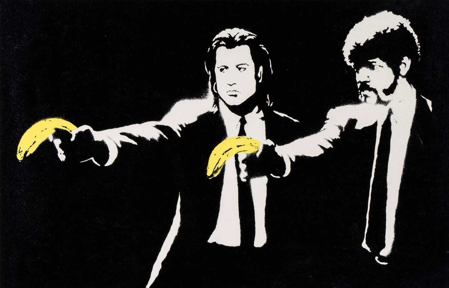 MEGA XXXL 160X90 CM Leinwandbilder inkl. Holzrahmen PULP FICTION Gelb Banksy
