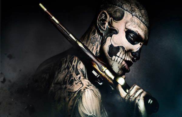 MEGA XXXL 160X90 CM Leinwandbilder inkl. Holzrahmen W43 ZOMBIE BOY TATTOO