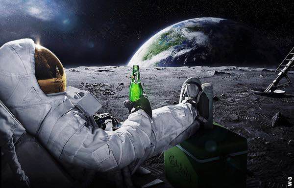 MEGA XXXL 160X90 CM Leinwandbilder inkl. Holzrahmen W8 BEER ON THE MOON