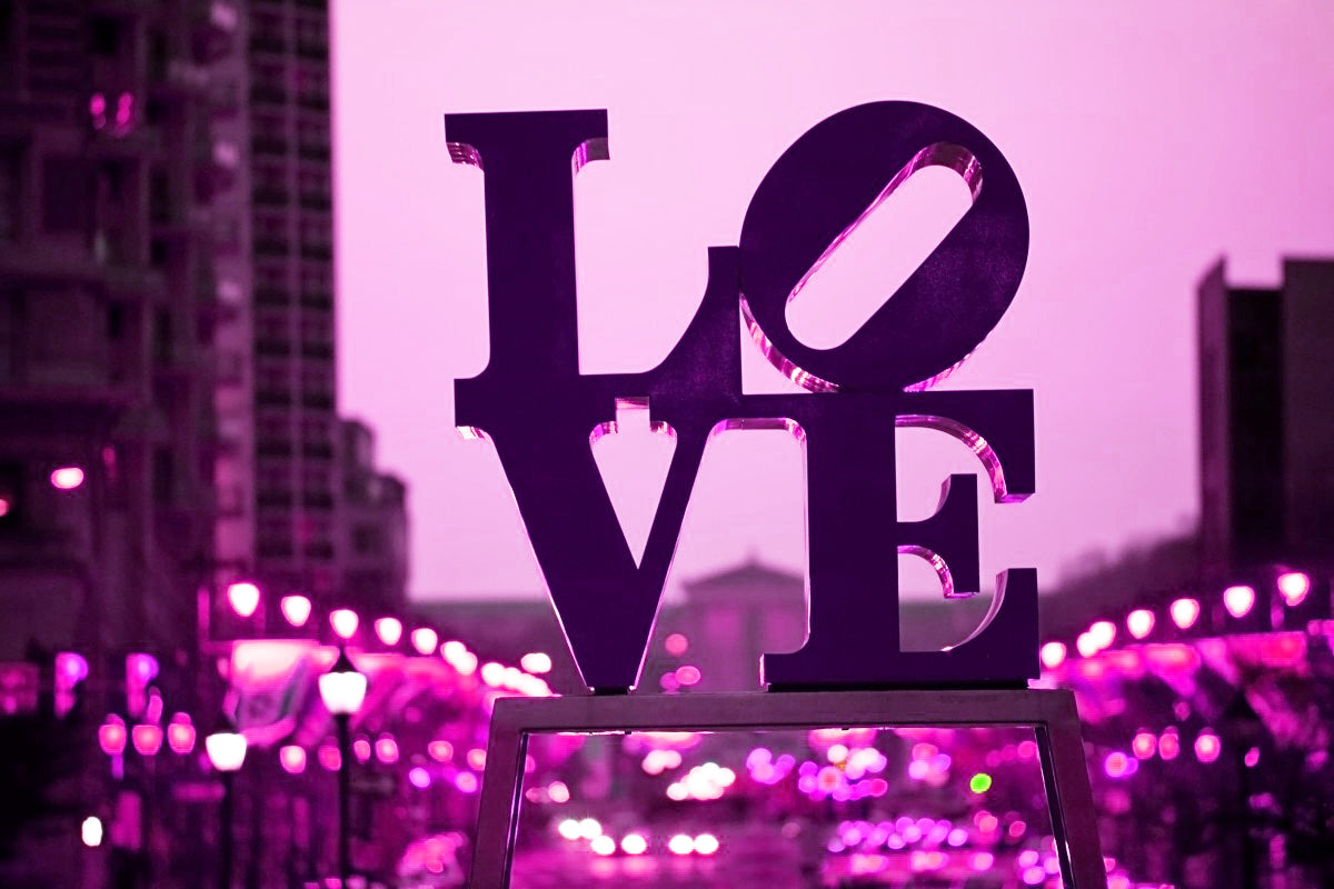 W97-PINK - w67 - MEGA XXXL 160X90 CM Leinwandbilder inkl. Holzrahmen - LIEBE BUCHSTABEN LOVE IS HOPE PINK VIOLETT ART