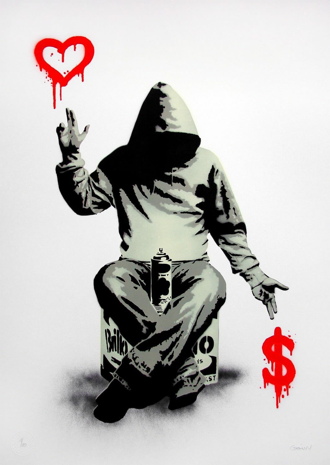 MEGA XXXL 160X90 CM Leinwandbilder inkl. Holzrahmen X139 Banksy Geld oder Liebe