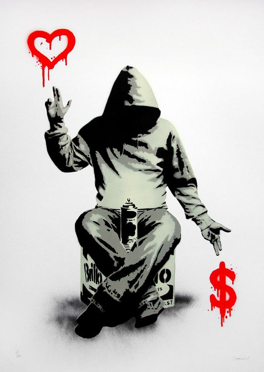 MEGA XXXL 160X90 CM Leinwandbilder inkl. Holzrahmen X139 Banksy Geld oder Liebe