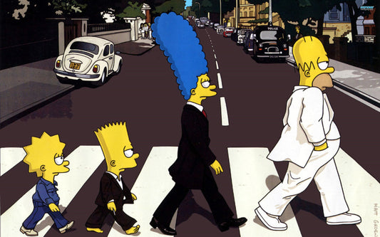 X144  - MEGA XXXL 160X90 CM Leinwandbilder inkl. Holzrahmen Simpsons Beatles Cartoon Handgemalt Lustig Homer