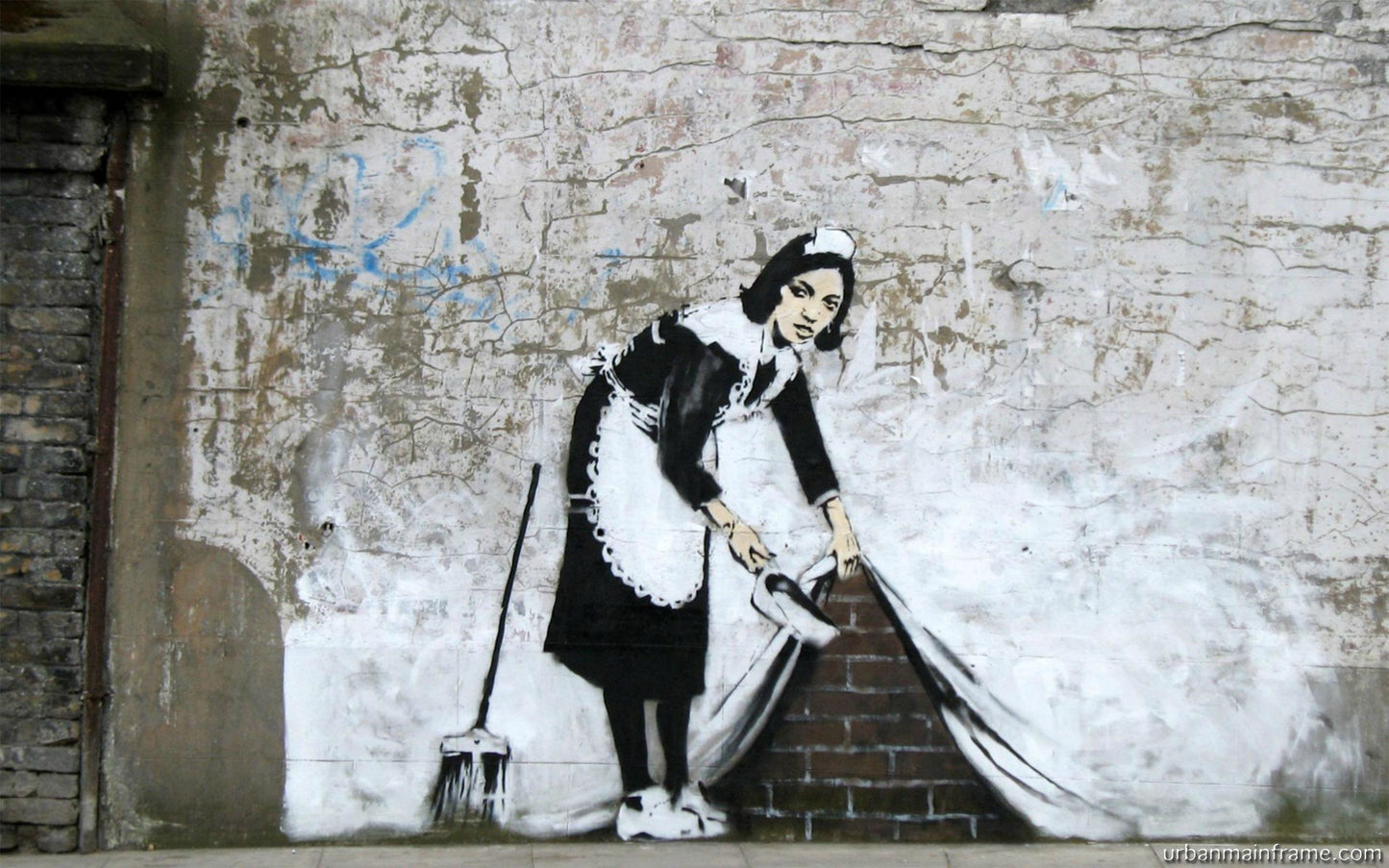 MEGA XXXL 160X90 CM Leinwandbilder inkl. Holzrahmen X148 Banksy Putzfrau