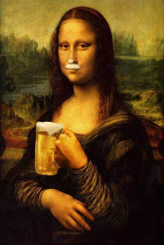 X241 - MEGA XXXL 160X90 CM Leinwandbilder inkl. Holzrahmen - Mona Lisa Bier Gemälde Handgemalt
