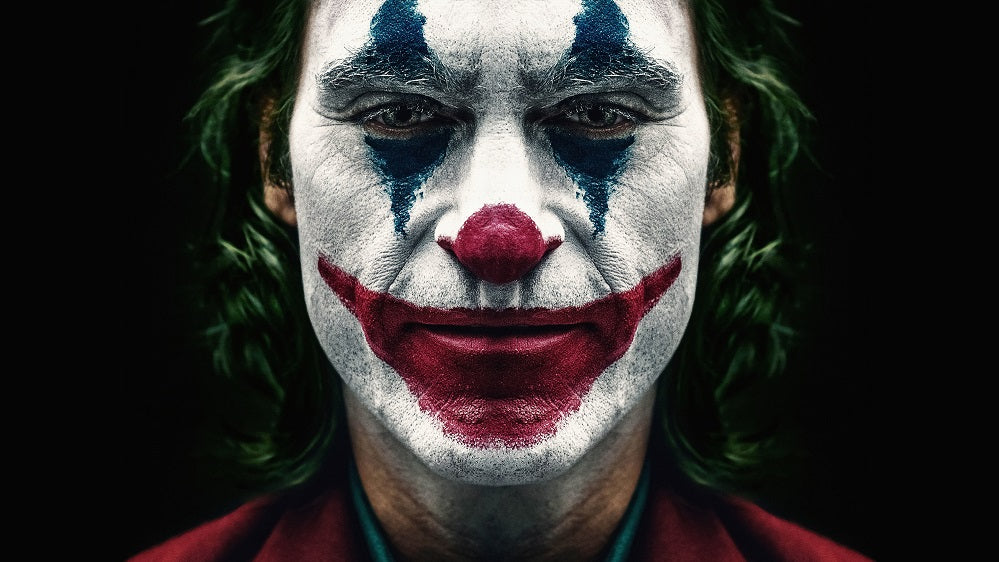 X288- MEGA XXXL 160X90 CM Leinwandbilder inkl. Holzrahmen - Joker Make Up Face Bösewicht im Film Batman