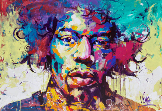 X289- MEGA XXXL 160X90 CM Leinwandbilder inkl. Holzrahmen - Jimi Hendrix Rock n Roll Gitarre Handgemalt Abstrakt