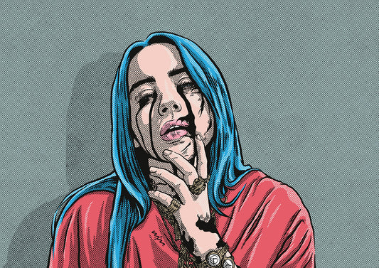 X328 - MEGA XXXL 160X90 CM Leinwandbilder inkl. Holzrahmen - Billie Eilish Vektor Art Digital Modern