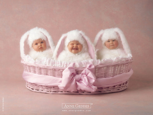 X330 - MEGA XXXL 160X90 CM Leinwandbilder inkl. Holzrahmen - Süße Hasi Babies Säuglinge Rosa Shabby Chic