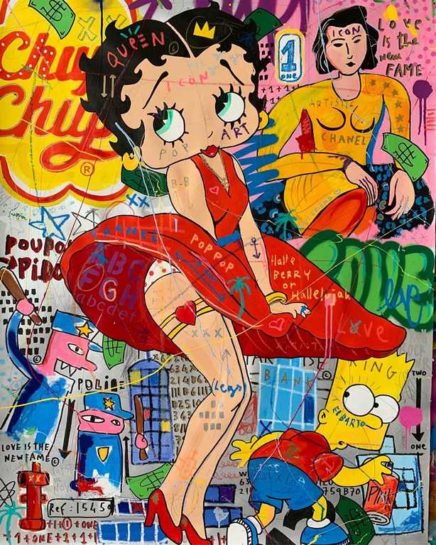 X369 - MEGA XXXL 160X90 CM Leinwandbilder inkl. Holzrahmen - Retro Pop Art Betti Boo