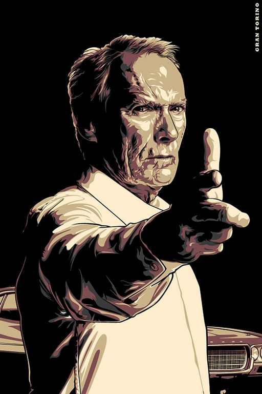 X373 - MEGA XXXL 160X90 CM Leinwandbilder inkl. Holzrahmen - Gran Torino Film Clint Eastwood