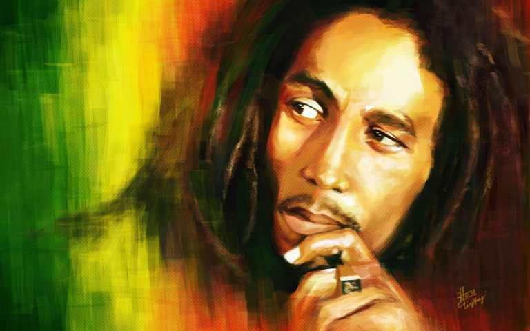 X379 - MEGA XXXL 160X90 CM Leinwandbilder inkl. Holzrahmen - Bob Marley Reggae Painting
