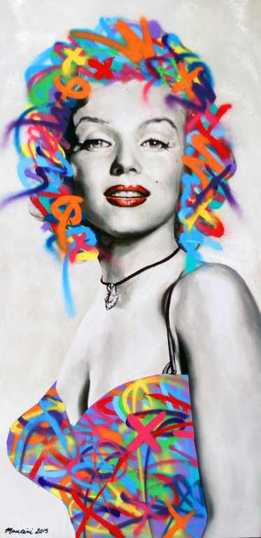 X424  - MEGA XXXL 160X90 CM Leinwandbilder inkl. Holzrahmen - Banksy Marilyn Monroe Street Art