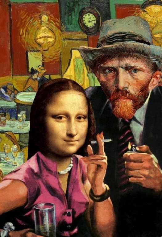 X433 - MEGA XXXL 160X90 CM Leinwandbilder inkl. Holzrahmen - Van Gogh Mona Lisa Gemälde