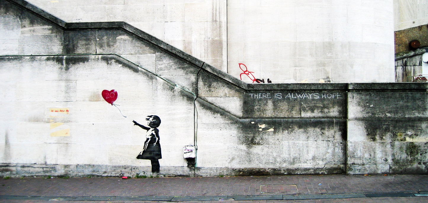 MEGA XXXL 160X90 CM Leinwandbilder inkl. Holzrahmen Banksy Balloon Girl II 2 There is hope