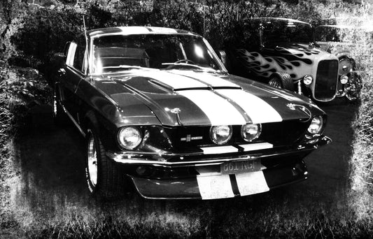 l142 MEGA XXXL 160X90 CM Leinwandbilder inkl. Holzrahmen Hot Rod Oldtimer Schwarz Weiß Mustang Ford Grunge