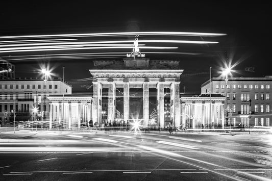 l93 MEGA XXXL 160X90 CM Leinwandbilder inkl. Holzrahmen BERLIN BRANDENBURGER TOR SCHWARZ WEISS  NACHT