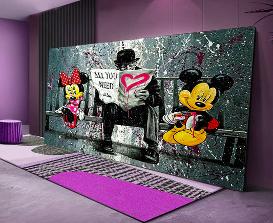 MEGA XXXL 160X90 CM Leinwandbilder inkl. Holzrahmen MICKEY MINNIE