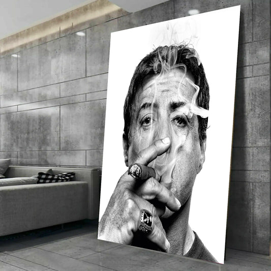 MEGA XXXL 160X90 CM Leinwandbilder inkl. Holzrahmen X196 Stallone Silvester Zigarre