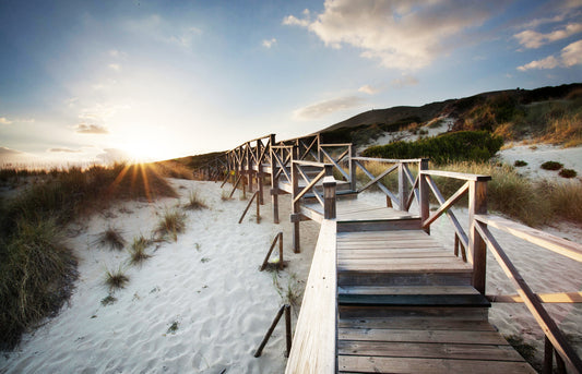 MEGA XXXL 160X90 CM Leinwandbilder inkl. Holzrahmen Steg am Himmel Natur See Sonnenaufgang Sylt