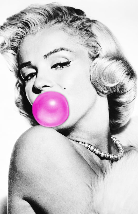 MEGA XXXL 160X90 CM Leinwandbilder inkl. Holzrahmen - MARILYN MONROE BUBBLEGUM PINK SCHWARZ WEISS