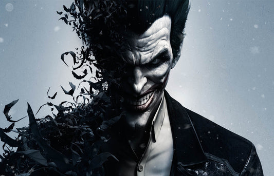 MEGA XXXL 160X90 CM Leinwandbilder inkl. Holzrahmen - Batman Joker Art Blau Lila Filme Comics Hollywood